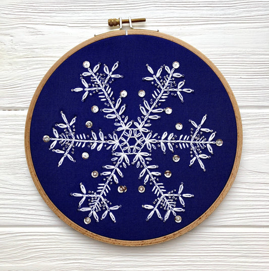 Snowflake Hand Embroidery Pattern + Video Tutorial
