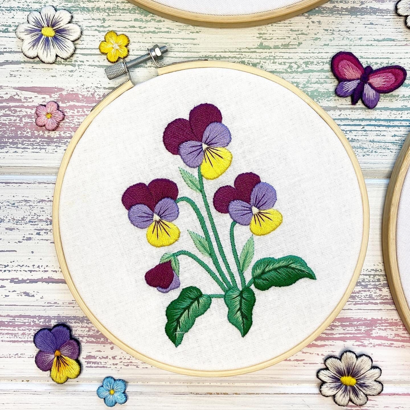 Wild Pansies - Hand Embroidery Pattern + Complete Video Course