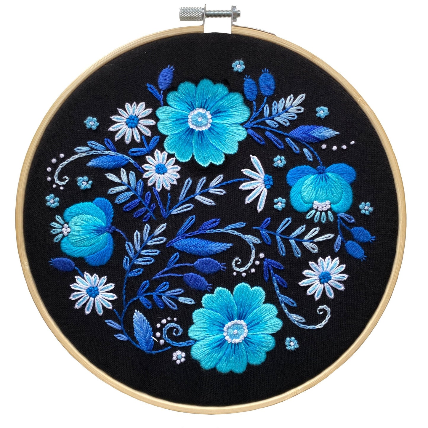 Neon Blue Wild Flowers - Hand Embroidery Pattern