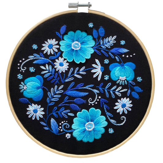 Neon Blue Wild Flowers - Hand Embroidery Pattern