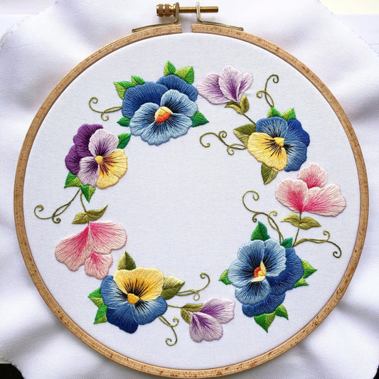 Spring Pansies Blue Version - Hand Embroidery Pattern