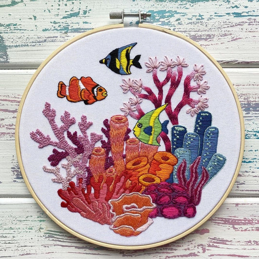 Corals and Sea Fishes Hand Embroidery Pattern + Complete Video Course