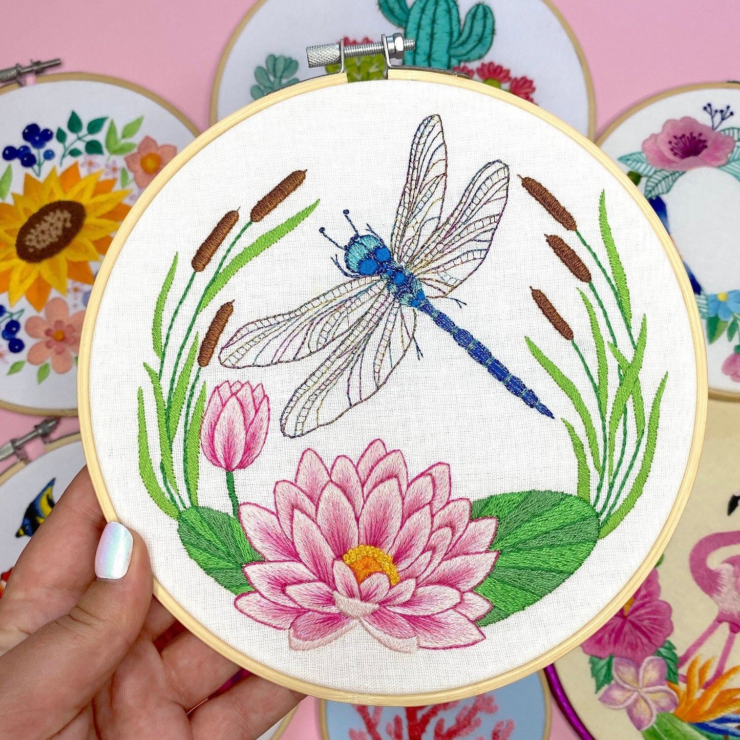 Dragonfly and Water Lily - Hand Embroidery Pattern