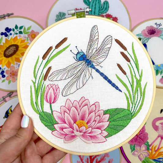 Dragonfly and Water Lily - Hand Embroidery Pattern