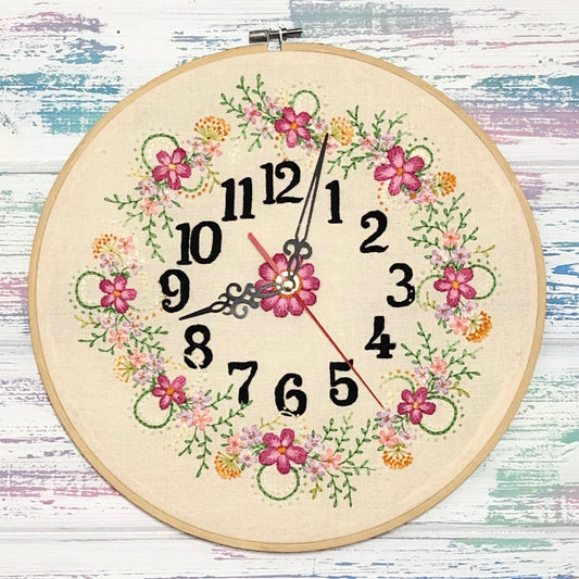 Spring Floral Clocks - Hand Embroidery Pattern