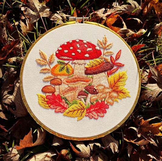 Autumn Mushrooms Hand Embroidery Pattern