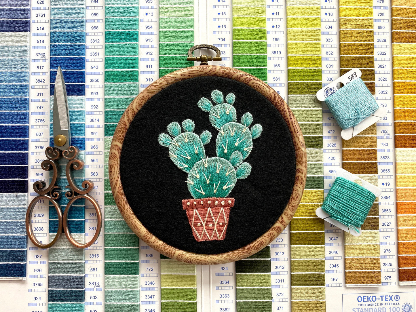 Cactus in a Flower Pot Hand Embroidery Pattern