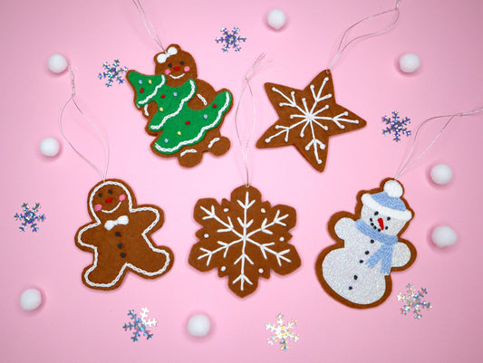 Gingerbread Cookies Christmas Ornaments - Hand Embroidery Pattern