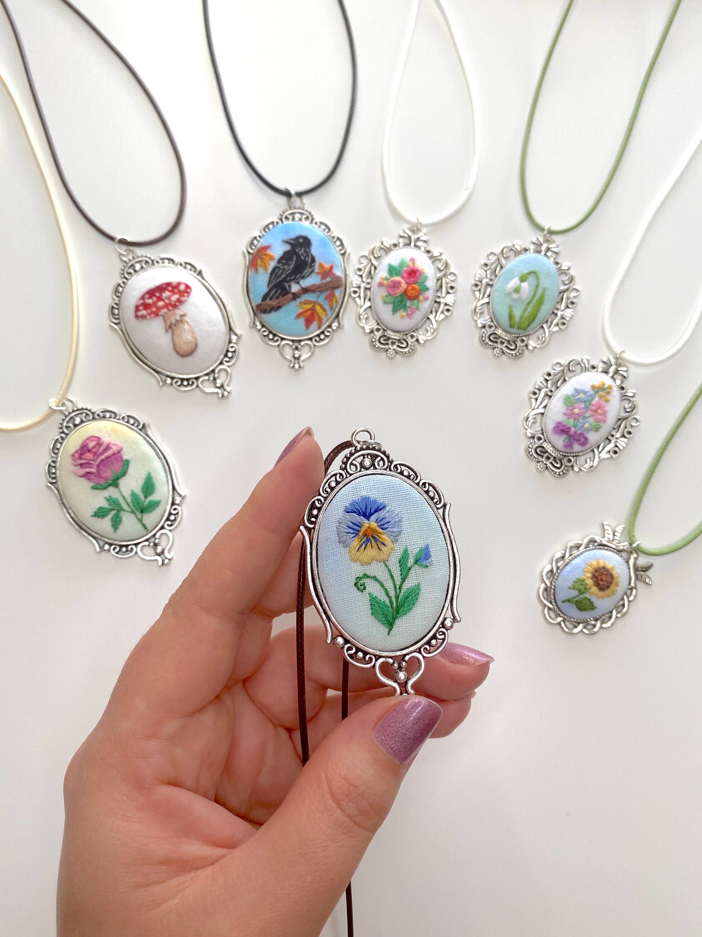 Make Your Own Embroidered Pendants - Pattern with 14 Different Designs + Detailed Video Tutorials